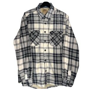 Telluride Clothing Company Men's Button Shacket M Fleece Lined Blue Gray Plaid‎